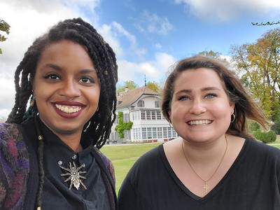 Quantisha Mason (left) and Margo Richardson (right) stand outside the Ecumenical Institute in Bossey, Switzerland. Photo provided.