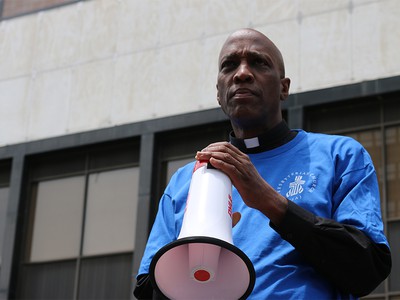 Stated Clerk J. Herbert Nelson, II speaks at the End Cash Bail March on June 12, 2019 in Louisville.