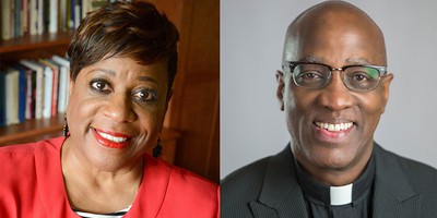 Executive Director of the Presbyterian Mission Agency the Rev. Dr. Diane Moffett, (left) and Stated Clerk of the General Assembly the Rev. Dr. J. Herbert Nelson, II (right).