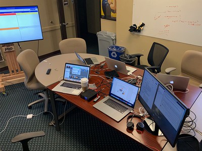 This is the workstation for Nathan Young, who is producing the online 224th General Assembly. Photo provided.