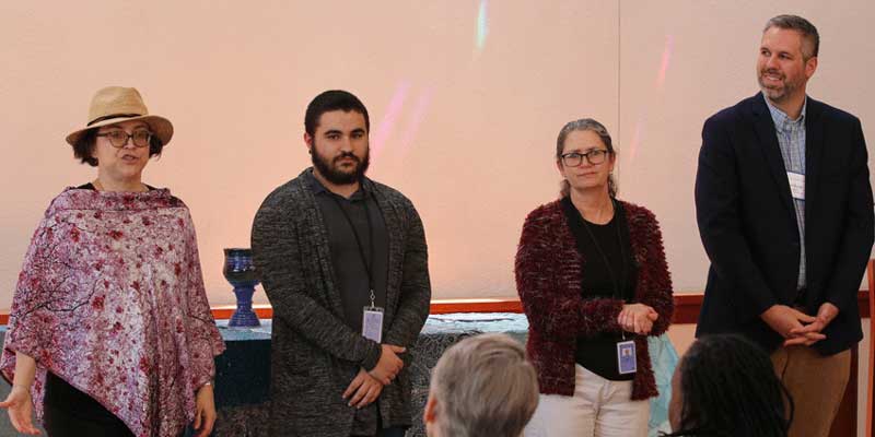 Those delivering the homily Wednesday were, left to right, Ximena Leroux, Miguel Rosa Morales, Robin Pugh and the Rev. Matthew Bussell. Photo by Rick Jones.