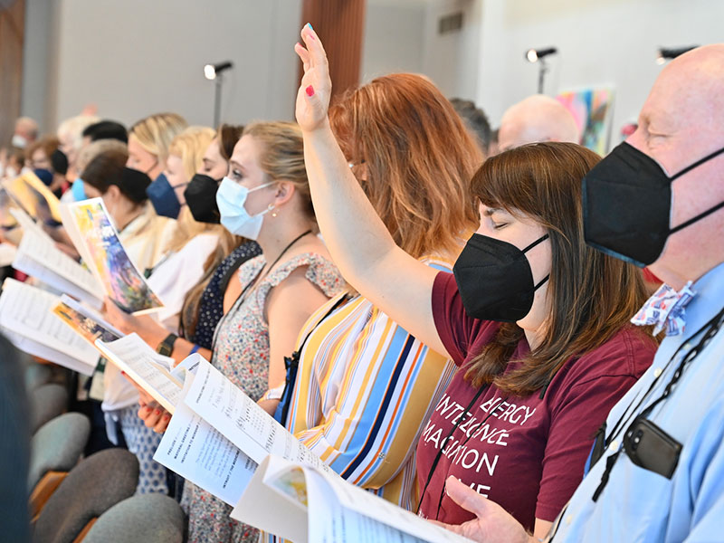 The Rev. Dr. J. Herbert Nelson II, Stated Clerk of the General Assembly of the Presbyterian Church (U.S.A.) led a Juneteenth Worship service as part of the 225th General Assembly June 19, 2022, at the Presbyterian Center in Louisville, Kentucky.