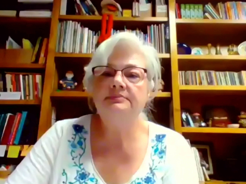 The Rev. Sue Trigger of the Advisory Committee on Social Witness Policy presented one of the major overtures of the evening during the ninth plenary of the 225th General Assembly of the Presbyterian Church (U.S.A.) on July 6, 2022, at the Presbyterian Center in Louisville, Kentucky. 