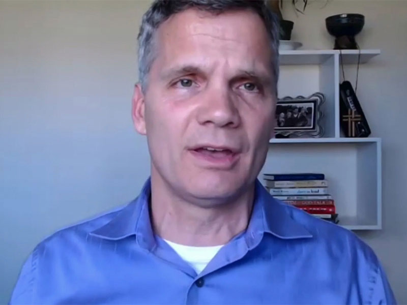 Dr. Corey Schlosser-Hall, deputy executive director for Vision, Innovation and Rebuilding in the PMA, presents the Matthew 25 invitation to the 225th General Assembly of the Presbyterian Church (U.S.A.) on July 8, 2022.