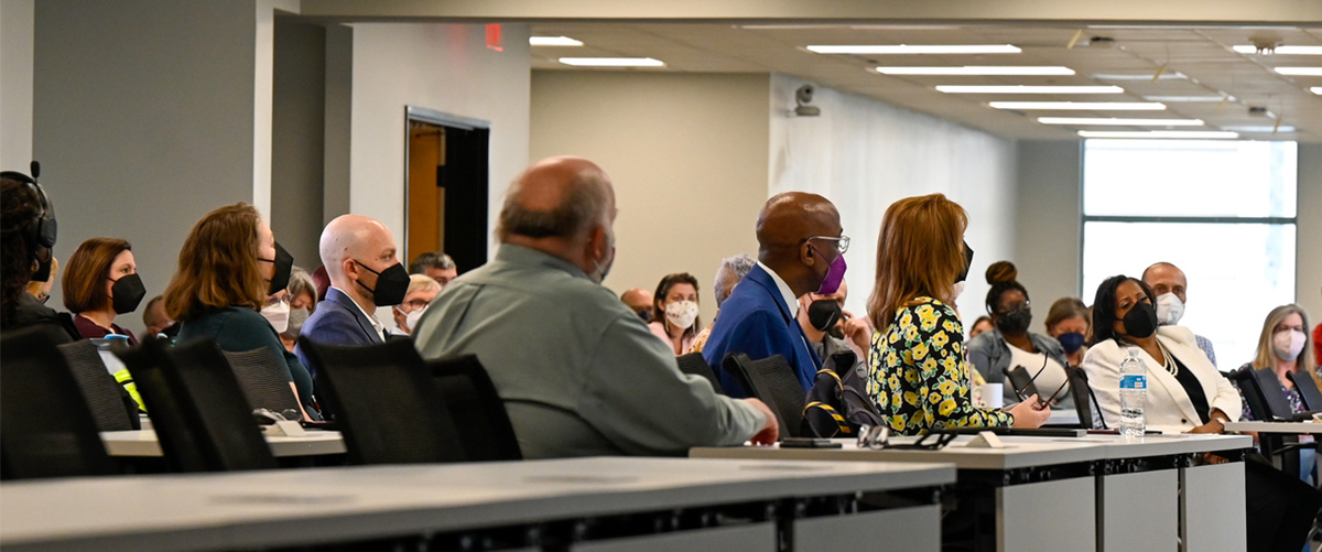 Staff members preview the new Conference Center in the Presbyterian Center in Louisville, Kentucky, where the General Assembly will be held. (Photo by Rich Copley)