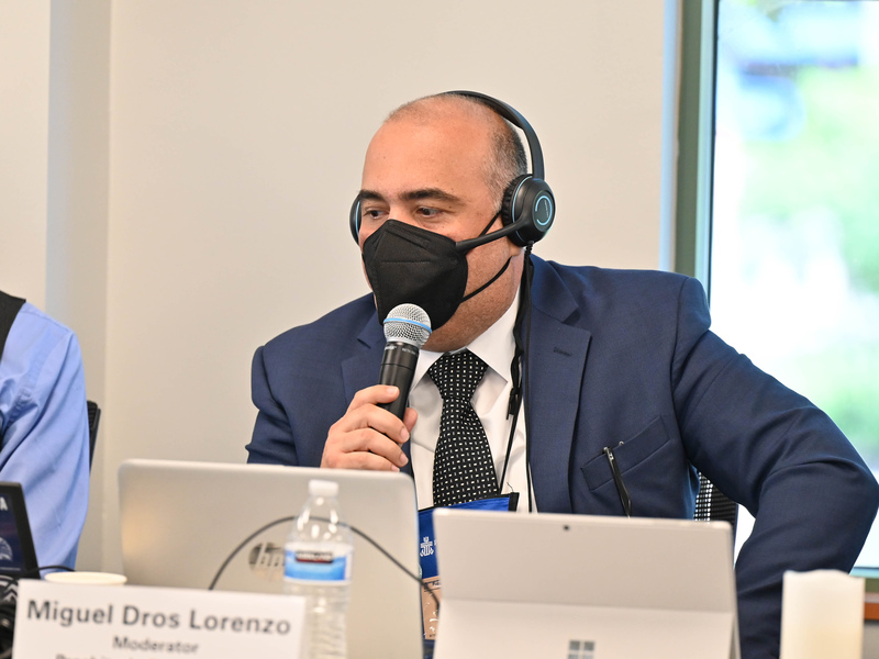 Miguel Dros Lorenzo moderated the Environmental Justice Committee meeting on June 23, 2022, in his native Spanish, with real time English and Korean translations available for those who needed it. (Photo by Rich Copley)