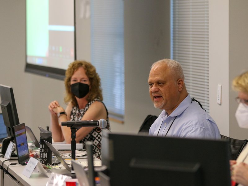 Committee moderator , Joseph Scrivner, speaks during the Committee on Theology, Worship, and Education meeting at the 225th General Assembly on June 20, 2022, at the Presbyterian Center in Louisville, Kentucky. (Photo by Randy Hobson) 