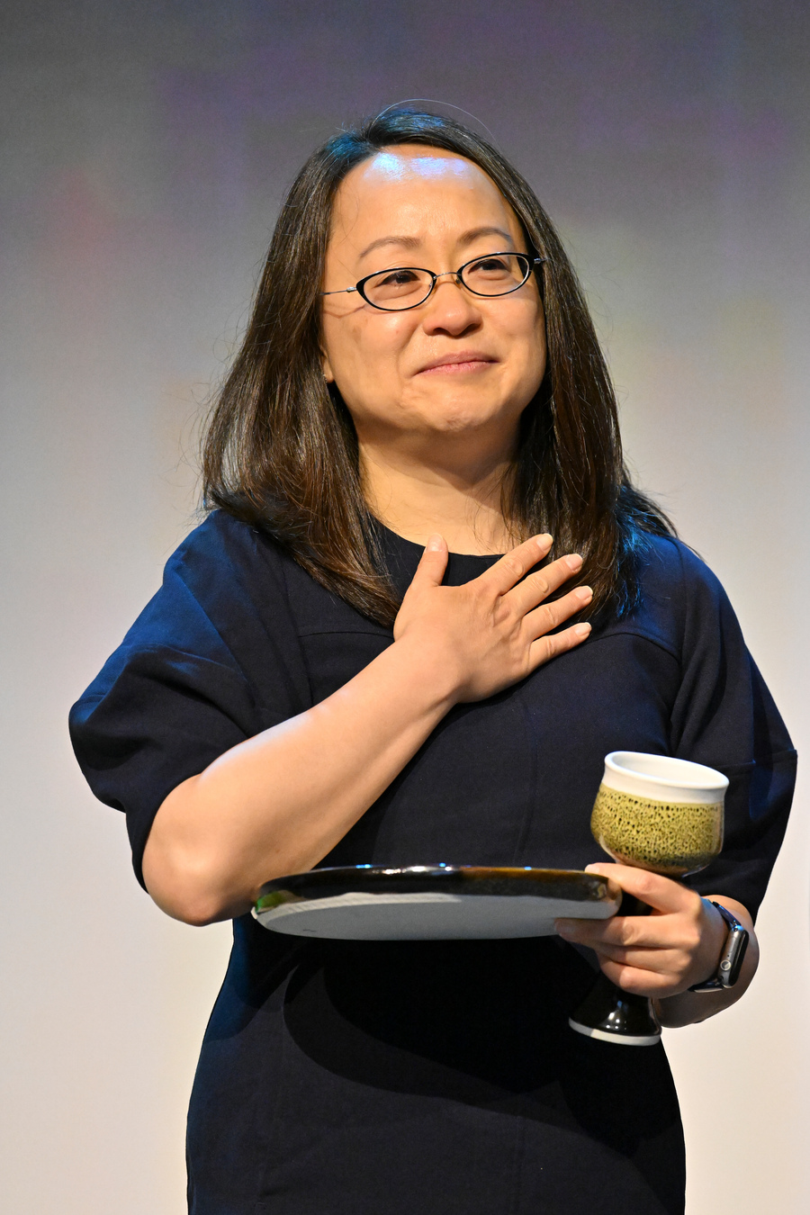 The Rev. Jihyun Oh reacts to the applause from participants of the 224th General Assembly (2024) as she was elected as the next Stated Clerk of the General Assembly on July 1, 2024. Photo by Rich Copley.