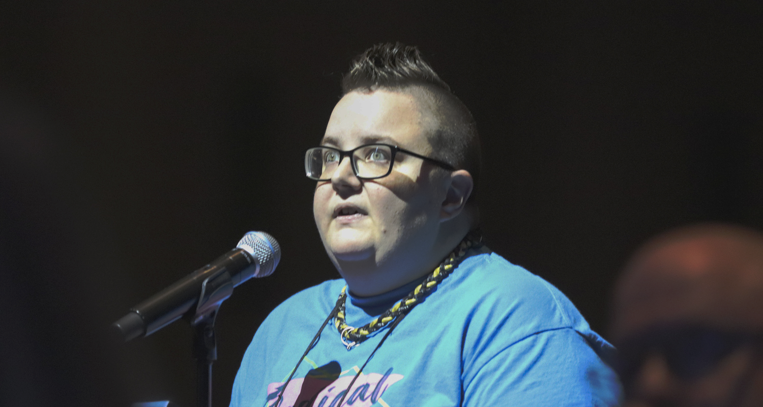 Jesy Littlejohn, a ruling elder commissioner of National Capital Presbyter speaks on an item of business during the Assembly’s 10th plenary meeting on July 3, 2024. 