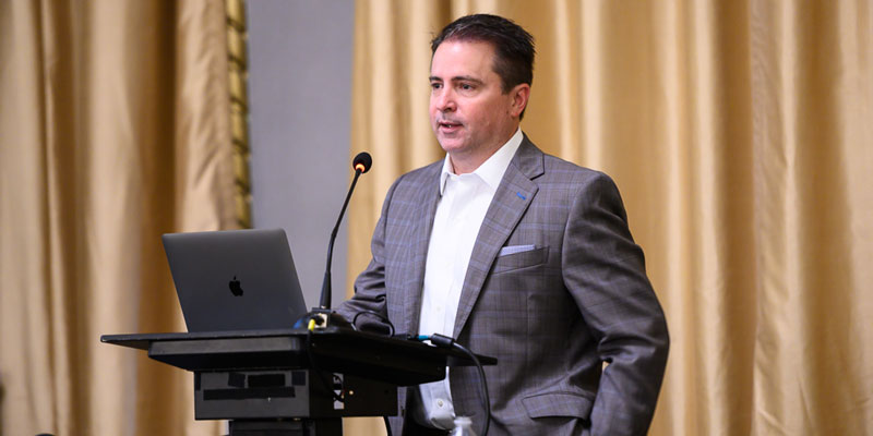 Dr. Robert P. Jones, the author of “The End of White Christian America,” spoke Friday morning during a Big Tent breakfast sponsored by the Presbyterian Foundation. (Photo by Fred Tangeman)