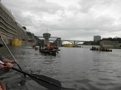 Canoes on the Mississippi river