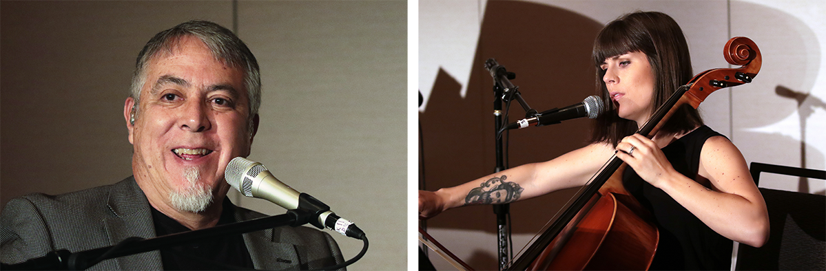 Fernando Ortega (left), a three-time Dove Award winner, performs with cellist and vocalist Cara Fox (right) at the Foundation breakfast. Photo by Danny Bolin 