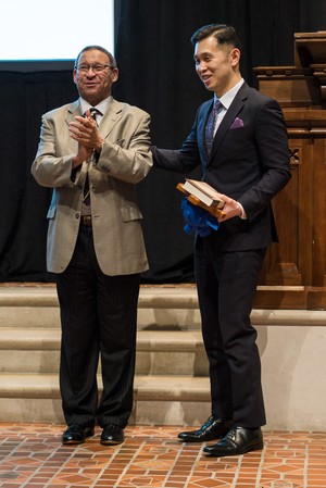 Allan Boesak, South African theologian and pastor, following a round of ‘Happy Birthday’ sung after he presented at the NEXT Church national gathering in Atlanta, Feb. 22, 2016.