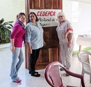 Left to right: Flor de Maria Cox Mendoza, Coban, Guatemala, facilitator, Women’s Ministry Program; Betty Carrera Paz, Guatemala coordinator, Women’s Ministry Program; and the Rev. Bonnie Orth, pastor, Mayfield Central Presbyterian Church.