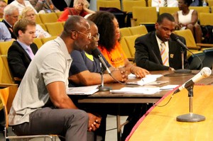 E.P.O.C.A. member Donnell Wright testifies at the public hearing of the Justice Reinvestment Act at the Massachusetts State House of Representatives.