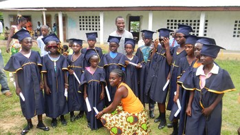 The last day of the school year at Dougbe River Presbyterian School, the first in the isolated region of Twarbo in post-war Liberia