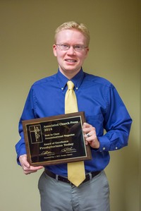 Patrick Heery, Presbyterians Today editor, with the 'Best In Class' award for denominational magazine of 2014.