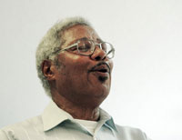 Robert James sings a gospel hymn at the Rehabilitation and Health Care Center at Village Green on Purdue Drive.