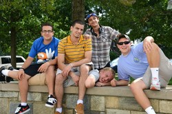 Palestinian and American teens hang out outside the Washington National Cathedral.