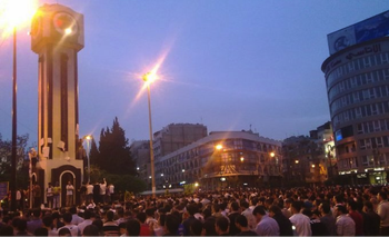 Demonstrators in Homs city square on Palm Sunday 2011. 