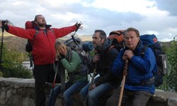 From “The Way”, the grieving Tom Avery and some fellow spiritual pilgrims in northern Spain.