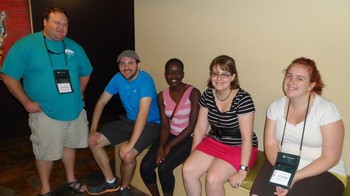 YAAD Reunion participants (left to right): Kevin Hay (Greater Atlanta Presbytery), YAAD advisor to the 220th GA; Brandt Shields (John Calvin Presbytery), YAAD co-moderator, 220th GA; Ester Chol (Des Moines Presbytery) YAAD to the 220th GA; Ella O'Neil Scioto Valley Presbytery), YAAD; Mikayla Loseke (Denver Presbytery), YAAD.