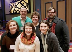 Front row: Macy Cottom - Matthews, NC (senior), Leigh Ramsey - Anderson, SC (senior), Kelly McCord - Greer, SC (senior). Back row: Jacob Kennedy - Wilson, NC (sophomore), Rebecca Davis, Sam Shields - Columbus, GA (senior).