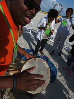 Diversity of praise was evident at worship on the beach.