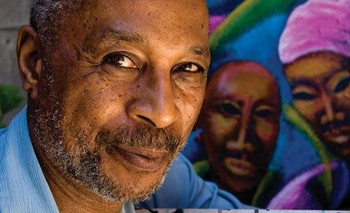 James Noel in front of his painting 'Continuity' in 2009.