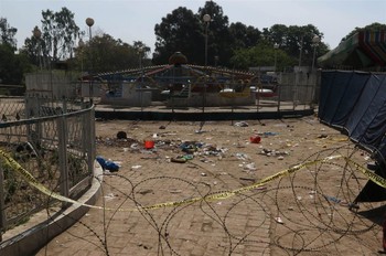 Carnival rides at site of the Easter 2016 suicide bomb attack in Lahore, Pakistan, that killed at least 70 people and injured hundreds more.