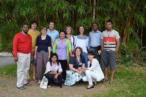 Woman with group of students