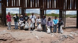 CRREDA and DouglaPrieta participants arrive at the U.S./Mexico border after collecting clothes along the Migrant Trail.