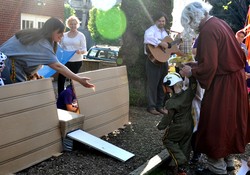 Part of the Easter Vigil celebration at Highland Presbyterian involves the retelling of Old Testament stories, including the great flood and Noah's Ark. This also allows for children to participate in the service by boarding the "ark." Children are encouraged to dress in costumes.