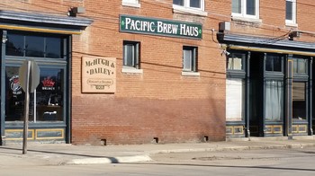 The water line on a building in Pacific, Missouri indicates how high floodwaters reached over the holidays.