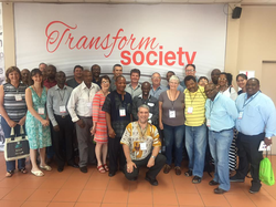 White (front row center left) with all of the Presbyterians at the Fresh Expressions International conference. They discussed how the Reformed heritage might help them equip leaders to initiate change in church life.