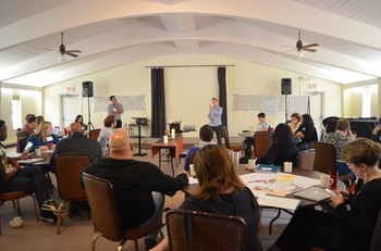 Participants discuss recommendations during the conference on race, ethnicity, racism and ethnocentricity held at Stony Point Conference Center in New York.