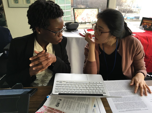 Young women attending the Commission session conferred on a wide range of topics impacting women and girls around the world.