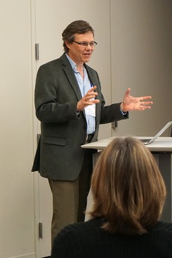 Rick Ufford-Chase presents during a panel discussion at the Presbyterian & Pluralist conference.