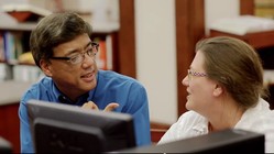 Rodger Nishioka with student at Columbia Theological Seminary.