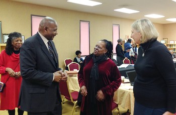 (Left to Right) Selma Jackson, National SDOP Committee chair; Edward Ducree of Emanuel African Methodist Episcopal Church; SDOP Coordinator Cynthia White; and Sara Lisherness, director of Compassion, Peace and Justice, at the recent SDOP National Committee meeting.