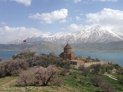 The Armenian Church of the Holy Cross on Akdamar Island, Lake Van in Turkey.