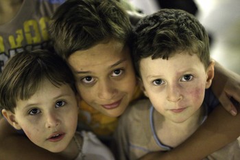 Children at the Umayyad Mosque in Aleppo, Syria. Purportedly home to the remains of John the Baptist’s father, Zechariah, much of the mosque, including its minaret, was destroyed during the fighting in 2013. The building, also known as the Great Mosque, dates back to the eighth century.