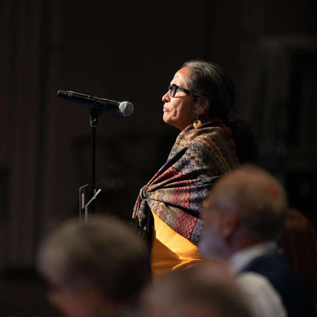 Jo Anna Kauffman, REC, addresses the 223rd General Assembly (2018) in St. Louis. Photo by Michael Whitman.