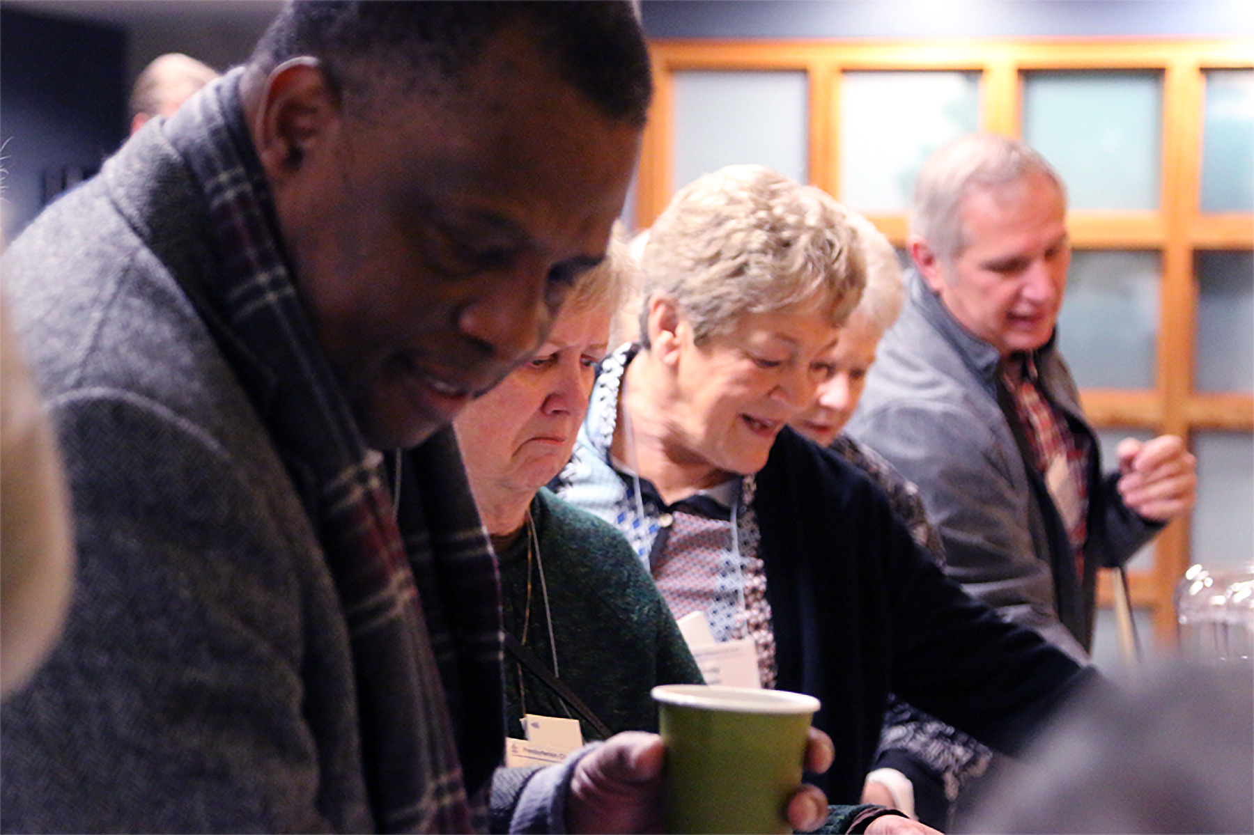 Mid-council moderators pour coffee during the Moderators’ Conference, held in Louisville Nov. 16-17. Photo by Randy Hobson