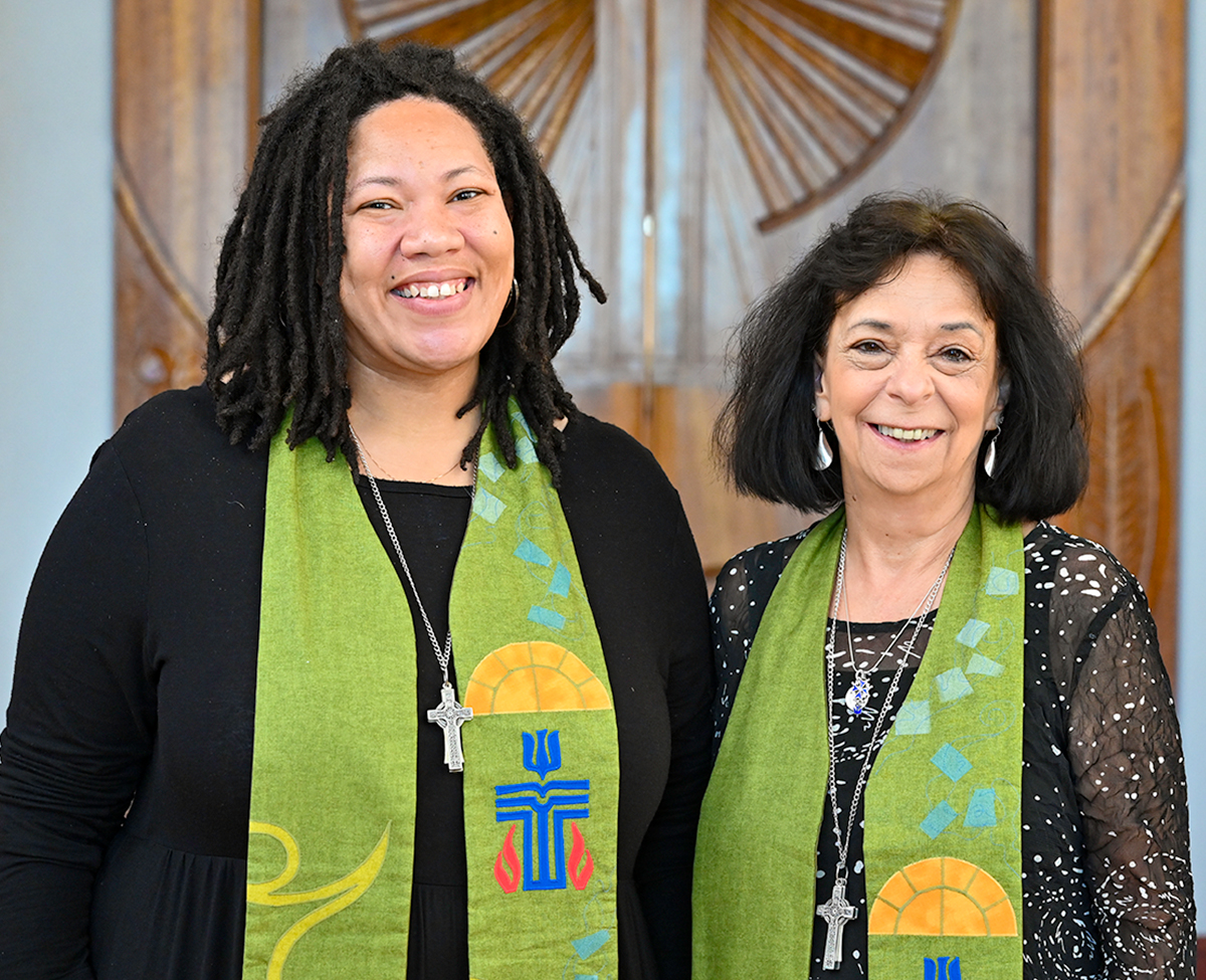 The Rev. Shavon Starling-Louis (left) and Rev. Ruth Faith Santana-Grace (right), Co-Moderators of the 225th General Assembly. Photo by Rich Copley.