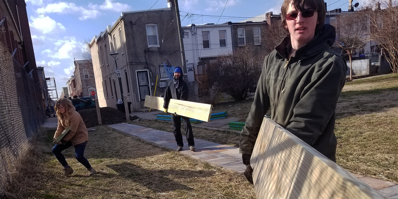 State College youth work outside Amazing Grace Lutheran Church. Photo provided.