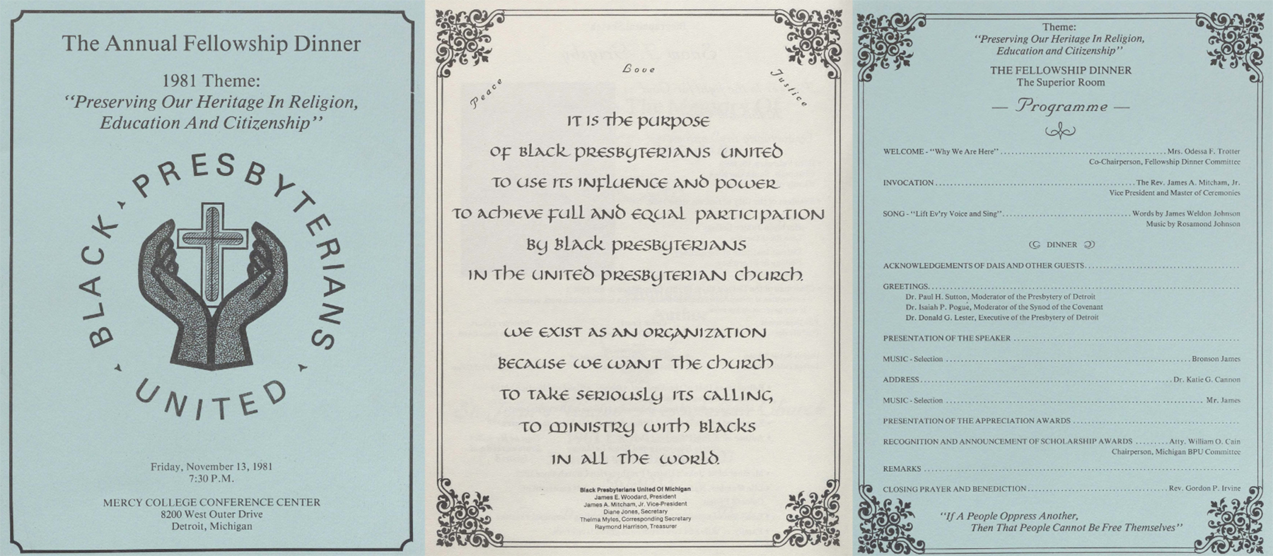 Black Presbyterians United Annual Fellowship Dinner, November 13, 1981. Pearl: 305988