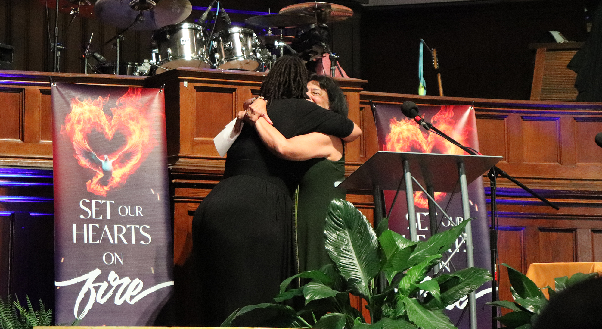 Co-Moderators of the 225th General Assembly (2022) Shavon Starling-Louis (left) and Ruth Faith Santana-Grace, Salt and Light Church, Philadelphia, July 29, 2023.