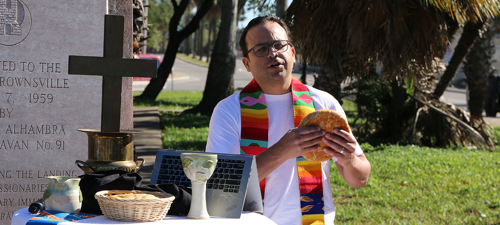 Rev. Dr. Gregory Cuellar, led worship recently in Brownsville, TX at the Texas/Mexico border. 