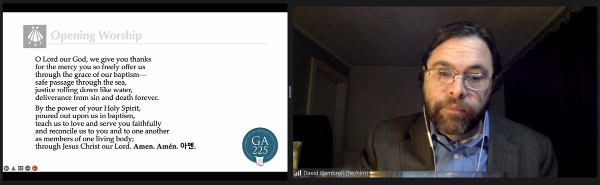 The Rev. Dr. David Gambrell, associate for Worship in the Presbyterian Mission Agency, led opening worship for Leader Briefing..